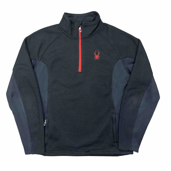 Spyder Outbound 1/4 Zip Core Pullover Sweater Jacket Black Red Men’s Sz Medium - Picture 1 of 7